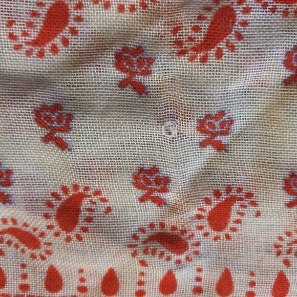 Old Navy Large Floral Paisley Pattern Cream Blue/Red Scarf Cottagecore - Picture 6 of 6